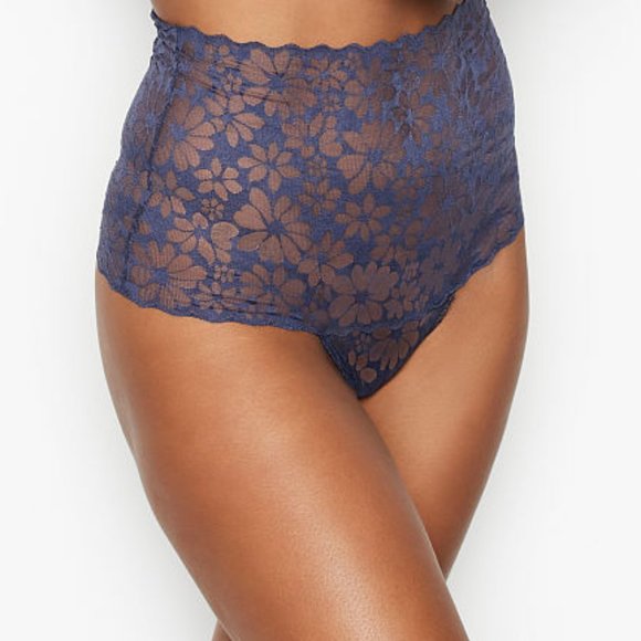 NWT VS XS or S Thong High-Waist No-Show Blue Mesh - Picture 5 of 15